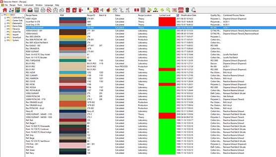 Datacolor Match Textile Verknüpfung der Farbformeln mit den Färbeverfahren in der production Unternehmenslösungen